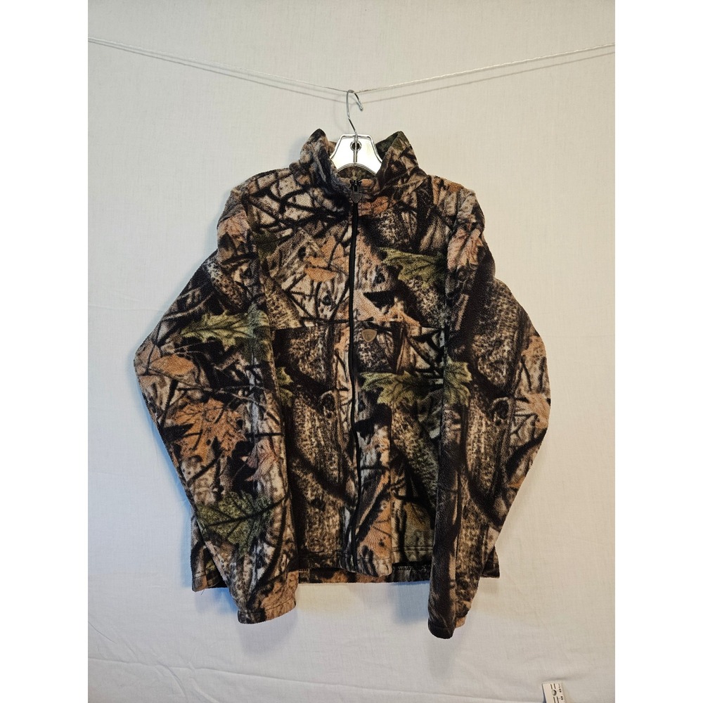 Wood'n Trail Mens Camouflage Full Zip Fleece Jacket Mock Neck Brown Green M-REG